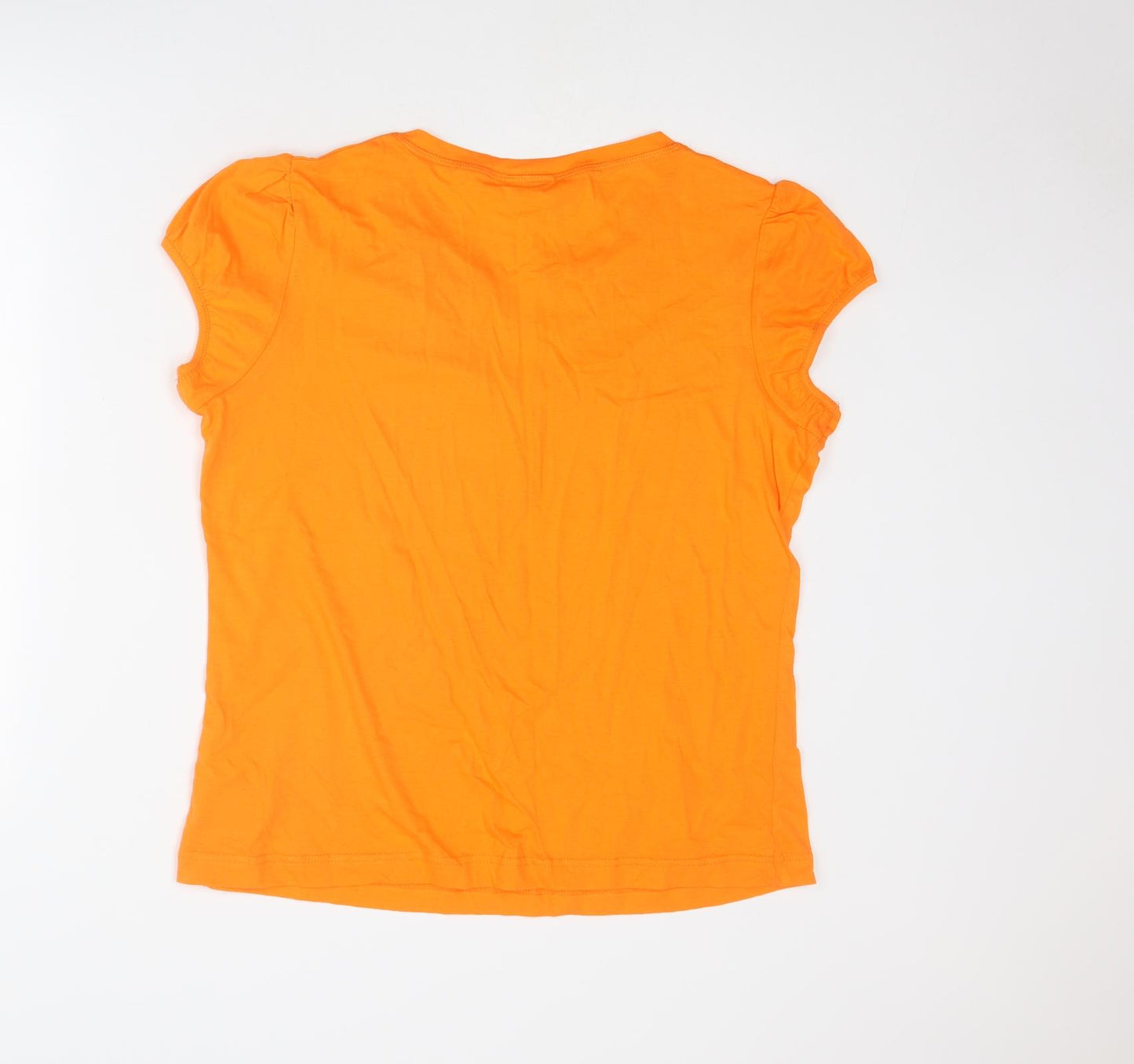 NEXT Womens Orange Cotton Basic T-Shirt Size 20 V-Neck