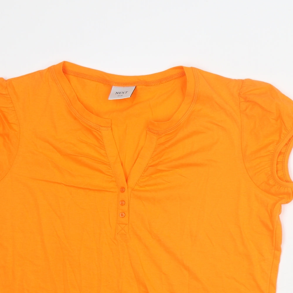 NEXT Womens Orange Cotton Basic T-Shirt Size 20 V-Neck