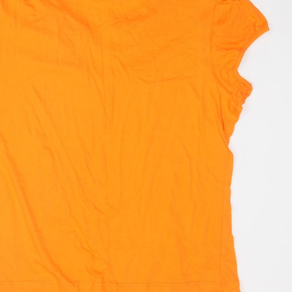 NEXT Womens Orange Cotton Basic T-Shirt Size 20 V-Neck