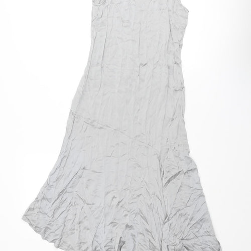 Limited Edition Womens Silver Viscose A-Line Size 6 Round Neck Zip