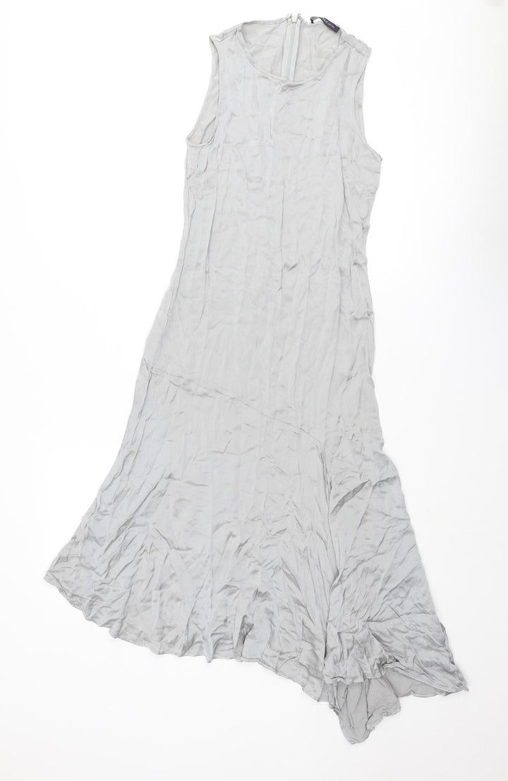 Limited Edition Womens Silver Viscose A-Line Size 6 Round Neck Zip