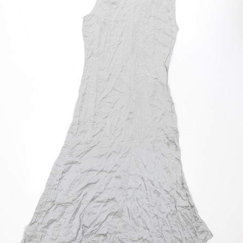 Limited Edition Womens Silver Viscose A-Line Size 6 Round Neck Zip