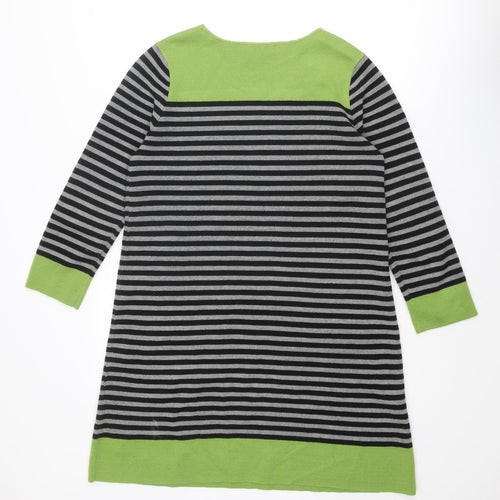 Dickens & Jones Womens Multicoloured Striped Acrylic Jumper Dress Size 14 Boat Neck Pullover