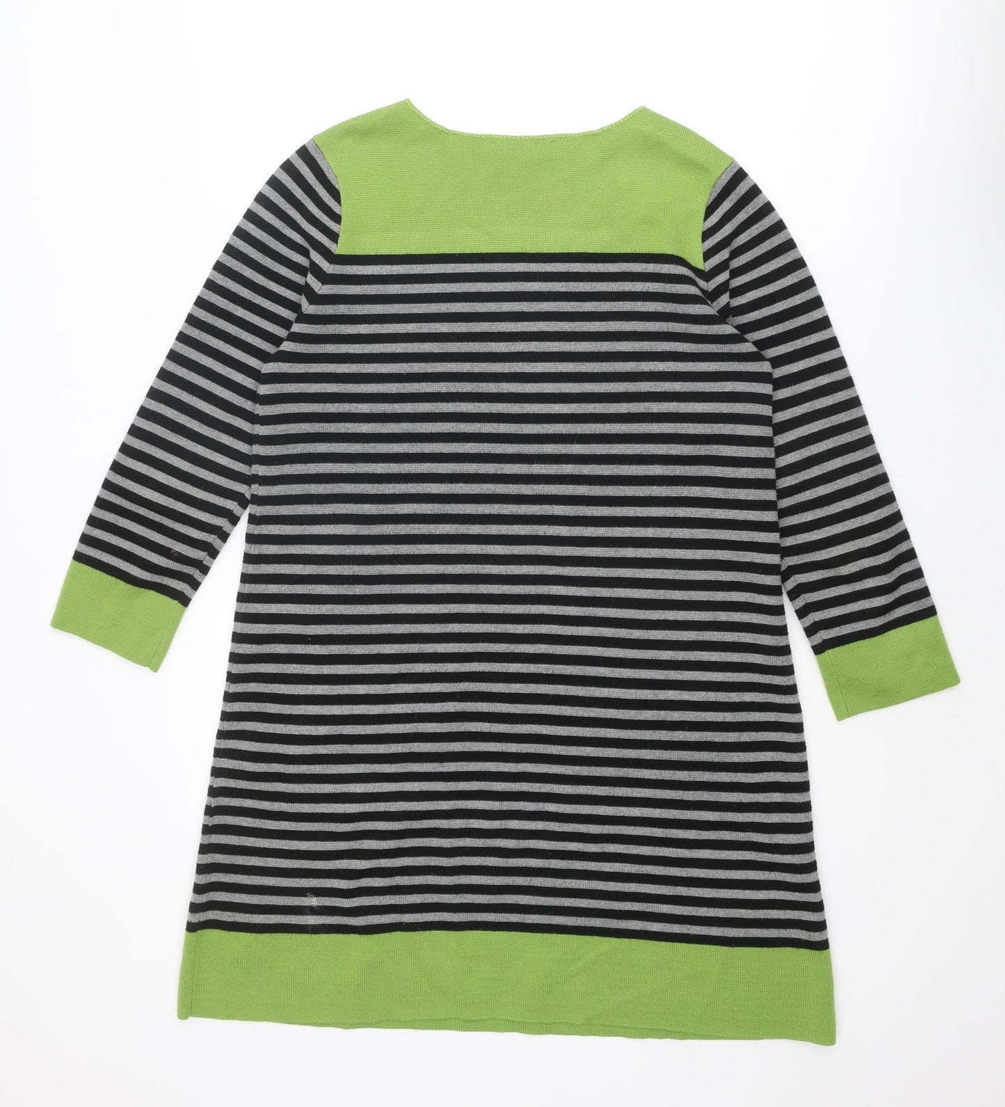 Dickens & Jones Womens Multicoloured Striped Acrylic Jumper Dress Size 14 Boat Neck Pullover