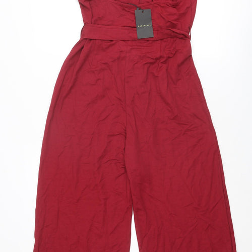 Warehouse Womens Red Viscose Jumpsuit One-Piece Size 12 L28 in Button
