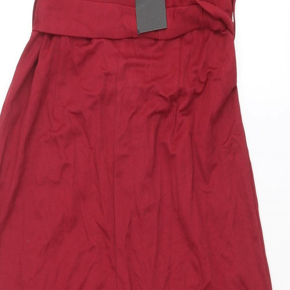Warehouse Womens Red Viscose Jumpsuit One-Piece Size 12 L28 in Button