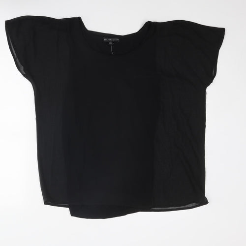 Design History Womens Black Polyester Basic Blouse Size L Round Neck