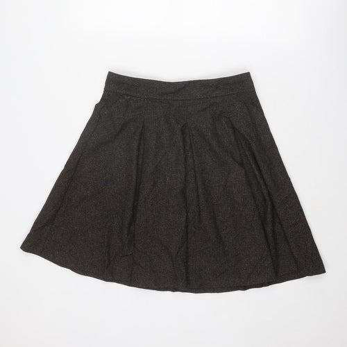 United Colors of Benetton Womens Brown Wool Swing Skirt Size 16 Zip