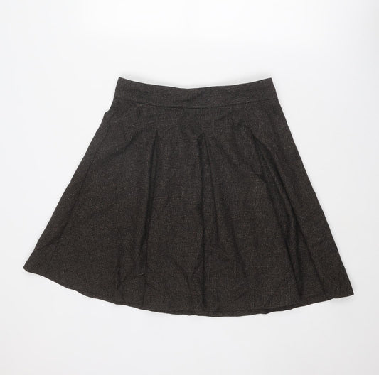 Front view of United Colors of Benetton women’s brown wool swing skirt, size UK 16, zip