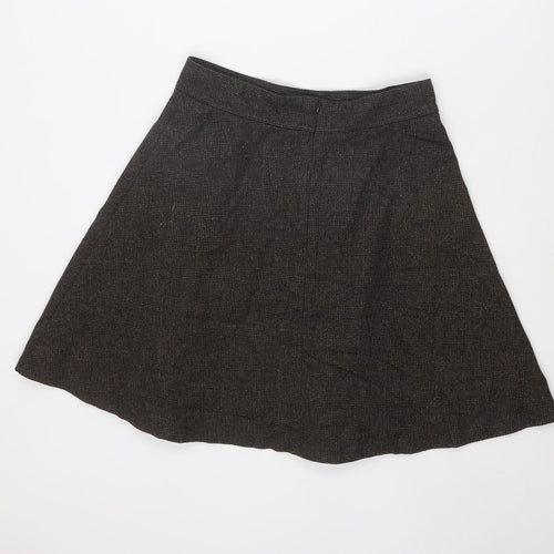 United Colors of Benetton Womens Brown Wool Swing Skirt Size 16 Zip