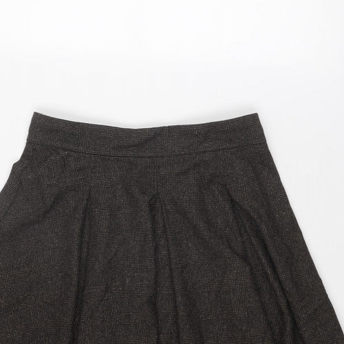 United Colors of Benetton Womens Brown Wool Swing Skirt Size 16 Zip