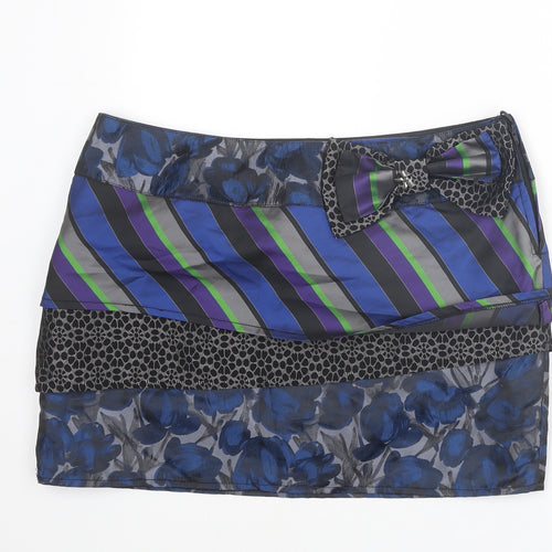 DEPT Womens Multicoloured Geometric Polyester Mini Skirt Size L Zip