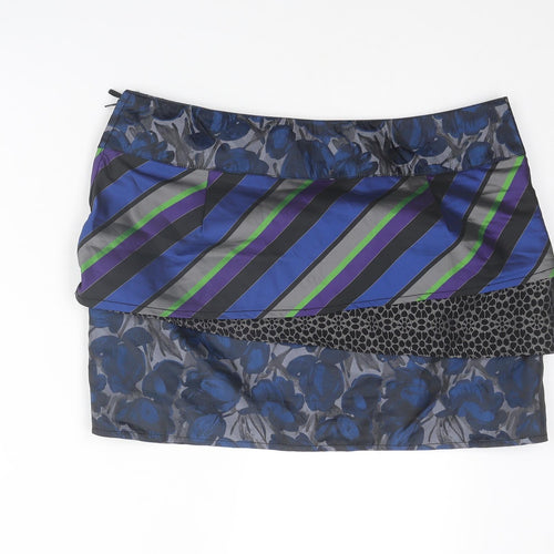 DEPT Womens Multicoloured Geometric Polyester Mini Skirt Size L Zip