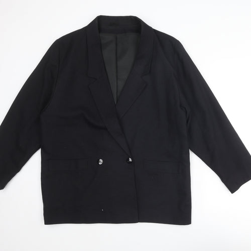 C&A Womens Black Cotton Jacket Suit Jacket Size 18