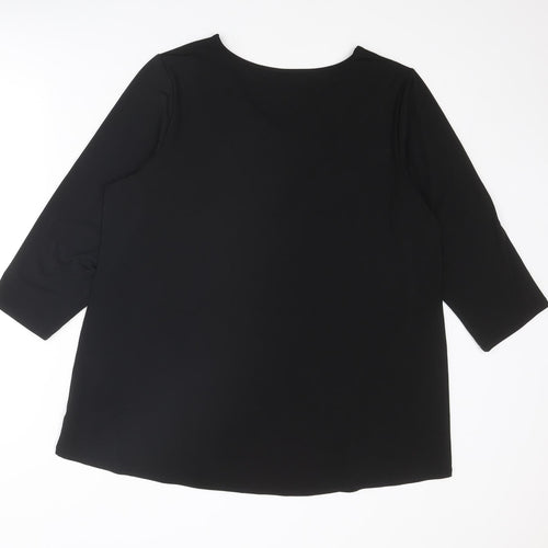 Bob Mackie Womens Black Polyester Basic T-Shirt Size L V-Neck - Neckline Detail