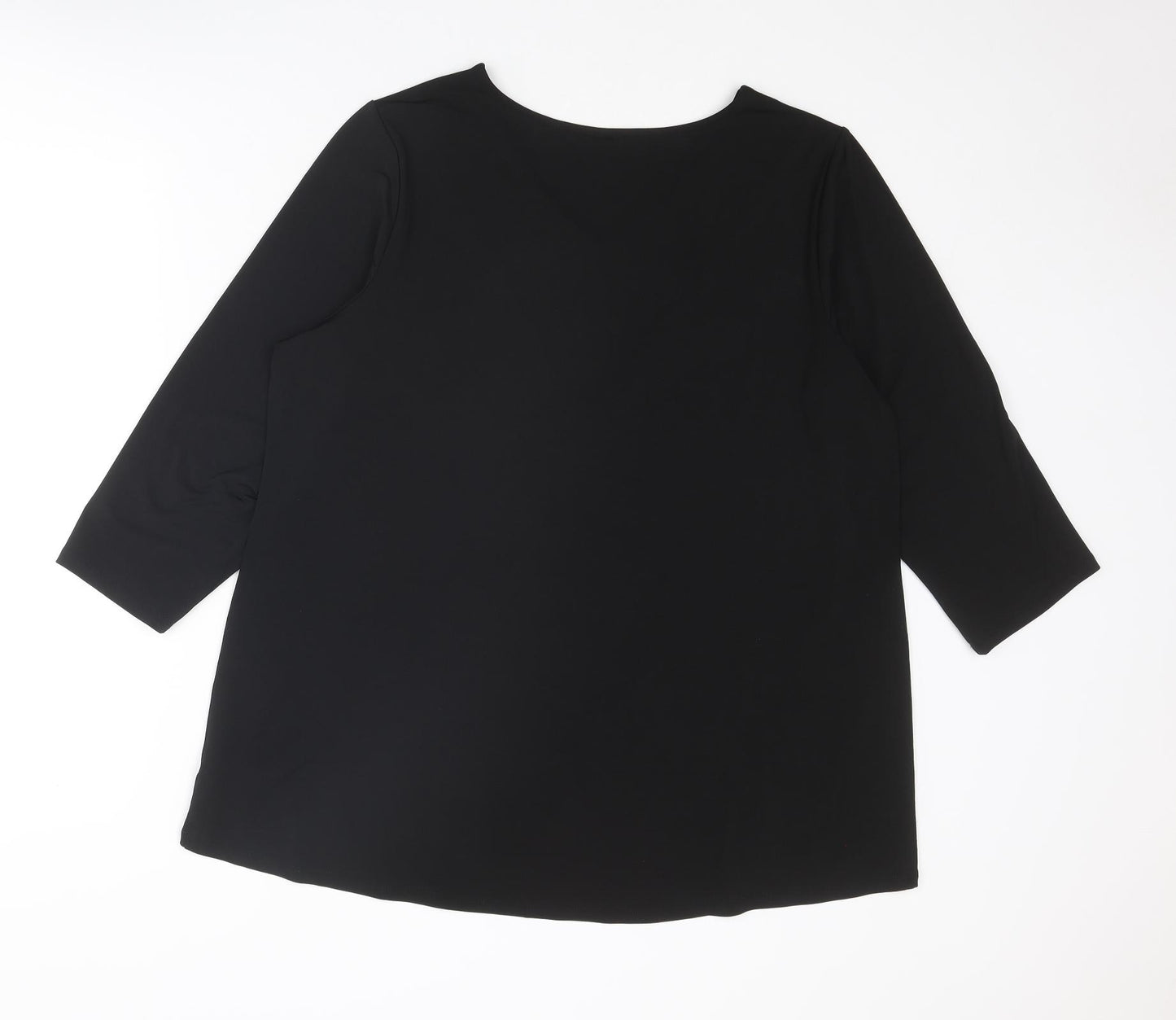 Bob Mackie Womens Black Polyester Basic T-Shirt Size L V-Neck - Neckline Detail