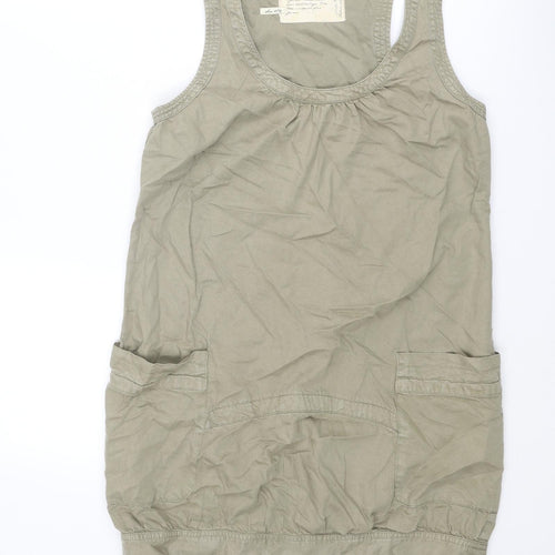 River Island Womens Green Cotton Mini Size 10 Scoop Neck Pullover