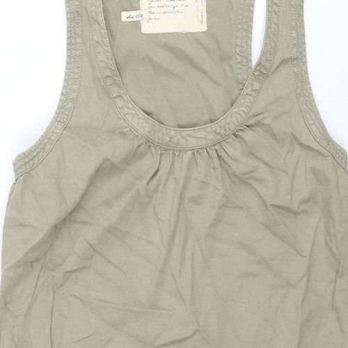 River Island Womens Green Cotton Mini Size 10 Scoop Neck Pullover