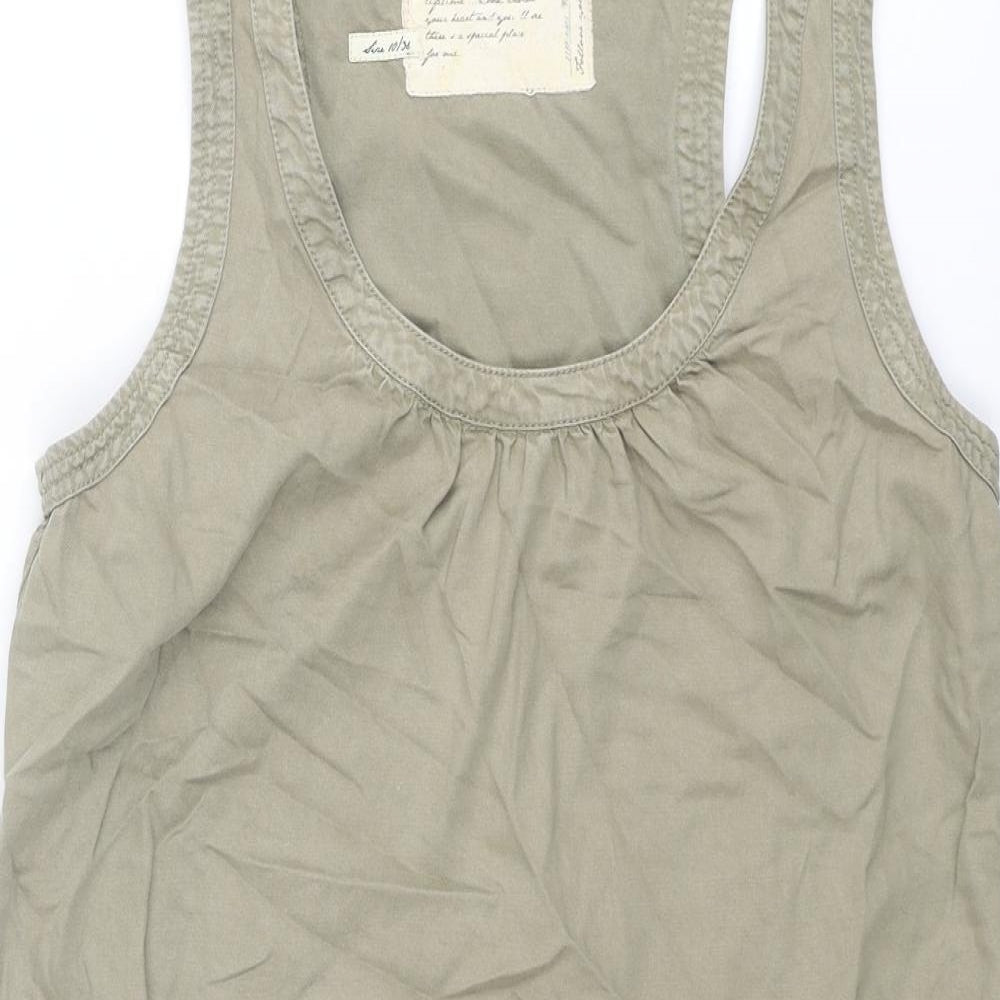 River Island Womens Green Cotton Mini Size 10 Scoop Neck Pullover