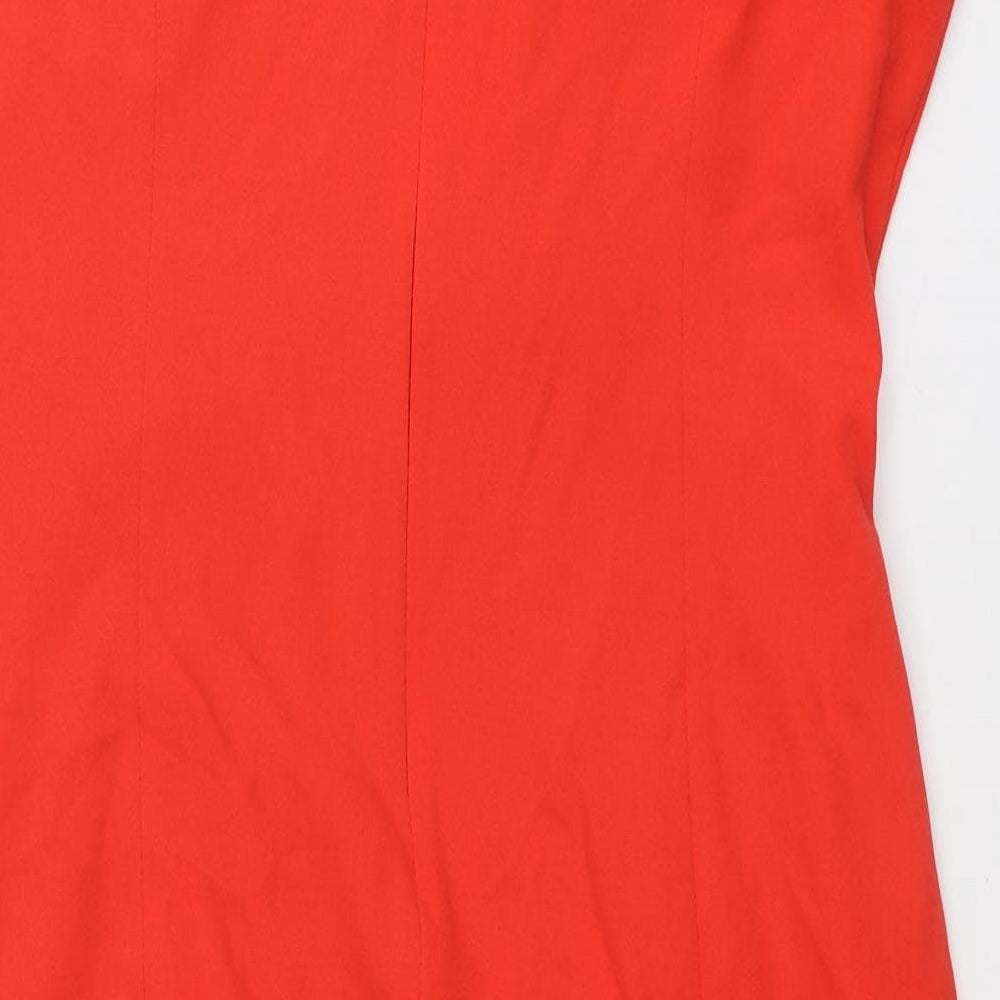 Sosandar Womens Red Polyester Pencil Dress Size 16 V-Neck Zip - Cap Sleeve