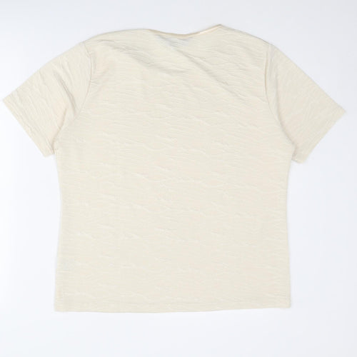 EWM Womens Ivory Polyester Basic T-Shirt Size 14 Round Neck - Size 14-16