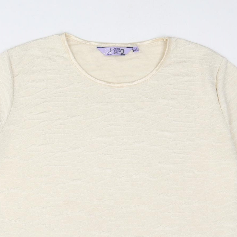 EWM Womens Ivory Polyester Basic T-Shirt Size 14 Round Neck - Size 14-16