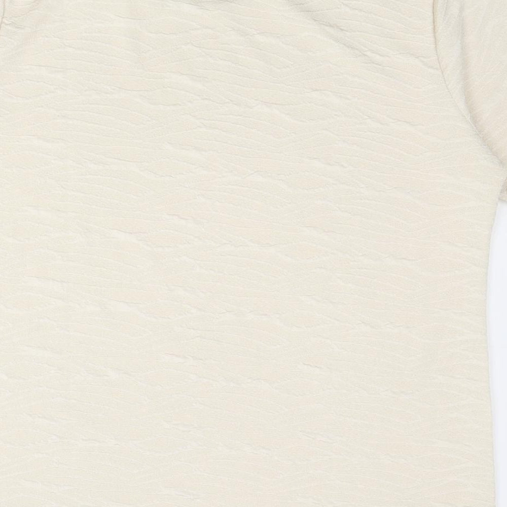 EWM Womens Ivory Polyester Basic T-Shirt Size 14 Round Neck - Size 14-16