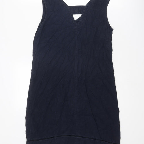 NEXT Womens Blue Linen Shift Size 8 V-Neck Pullover