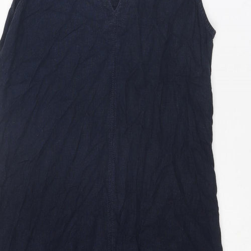 NEXT Womens Blue Linen Shift Size 8 V-Neck Pullover