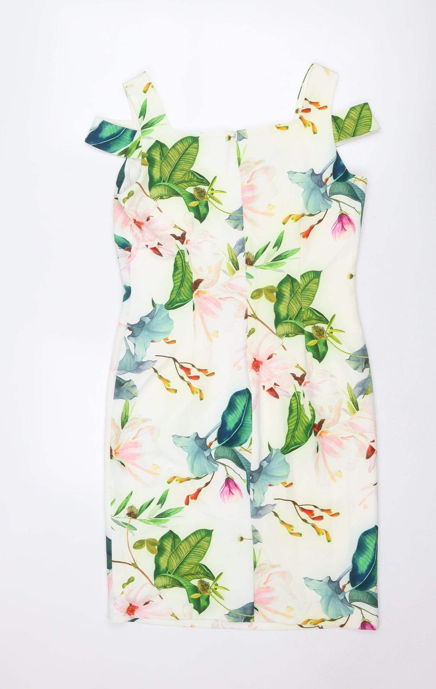 Roman Womens Multicoloured Floral Polyester Pencil Dress Size 12 V-Neck Zip