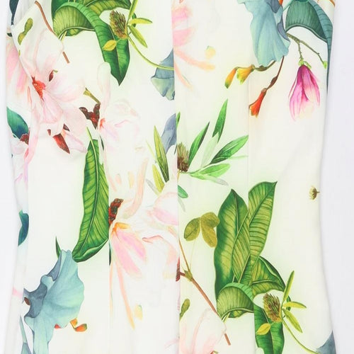 Roman Womens Multicoloured Floral Polyester Pencil Dress Size 12 V-Neck Zip