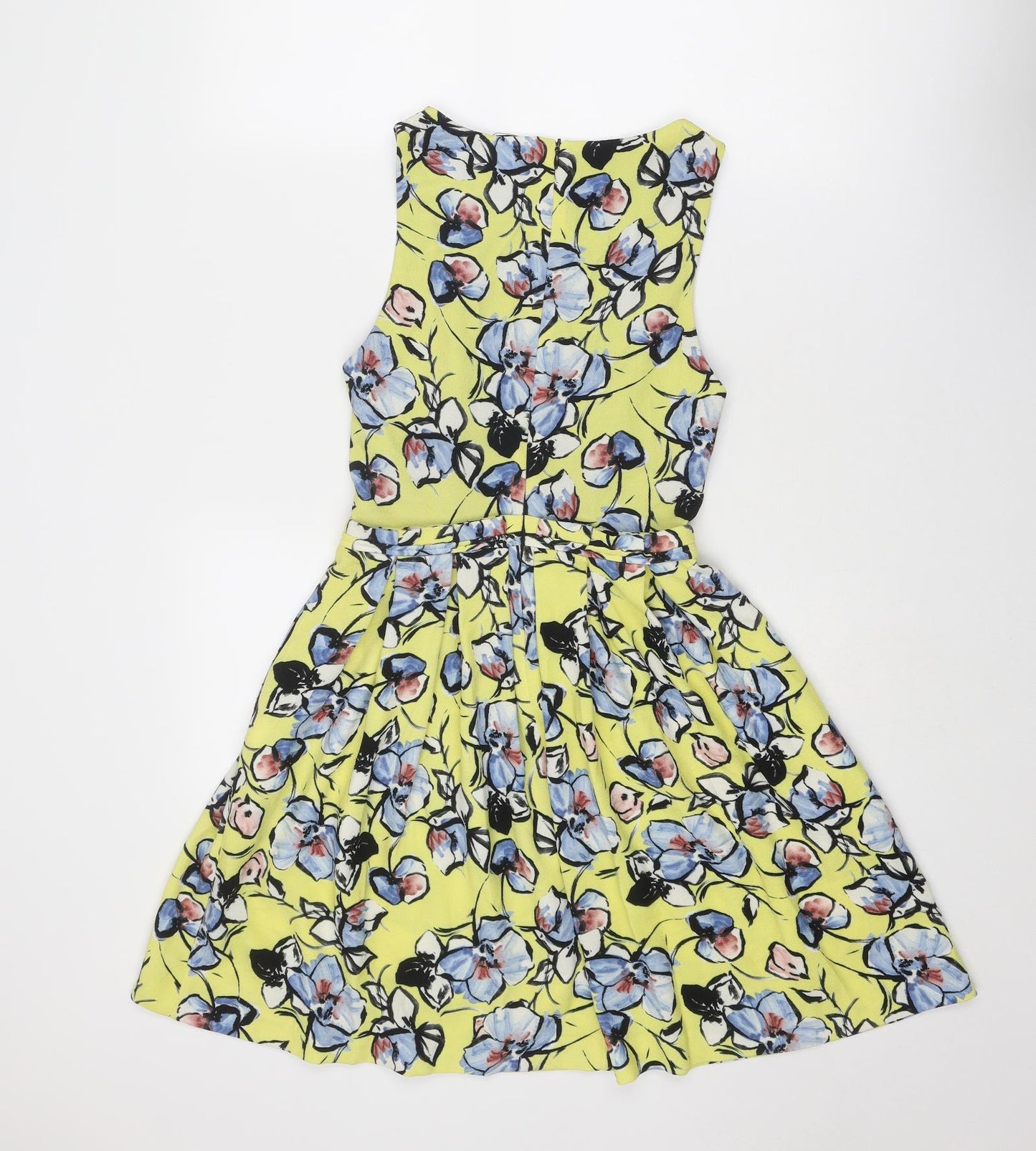 Zara Womens Multicoloured Floral Polyester Skater Dress Size XS Boat Neck Zip