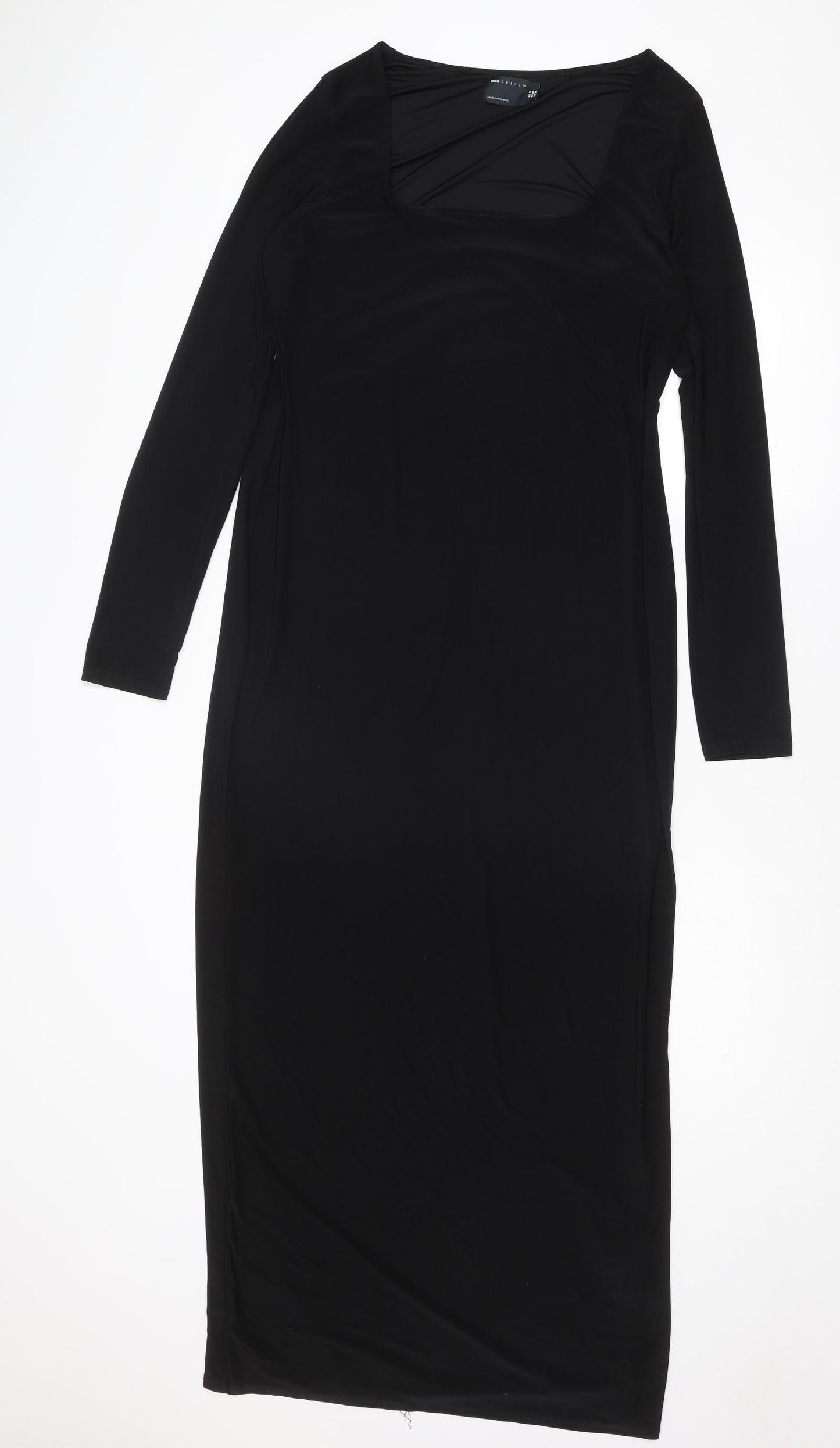 ASOS Womens Black Polyester Maxi Size 18 Square Neck Pullover
