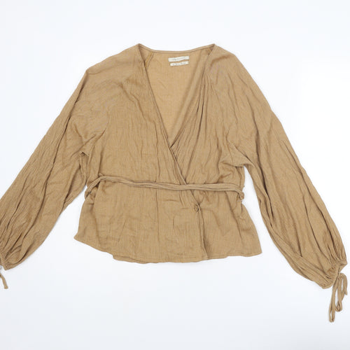 Urban Outfitters Womens Brown Viscose Basic Blouse Size S V-Neck