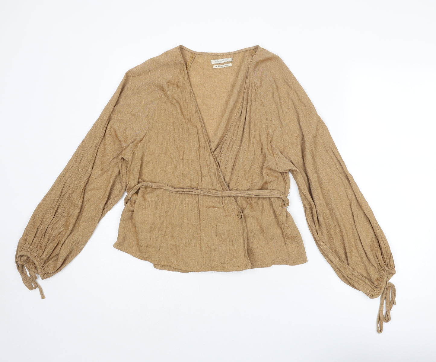 Urban Outfitters Womens Brown Viscose Basic Blouse Size S V-Neck