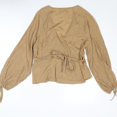 Urban Outfitters Womens Brown Viscose Basic Blouse Size S V-Neck