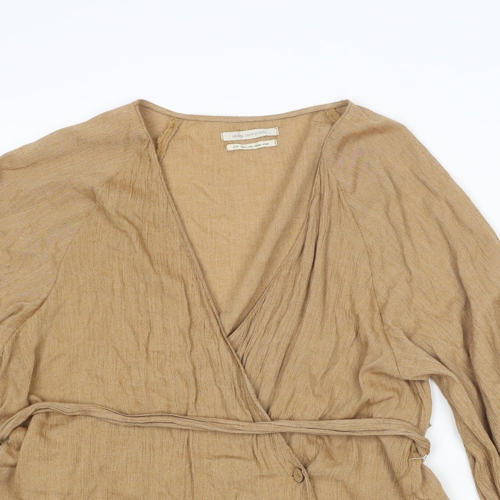Urban Outfitters Womens Brown Viscose Basic Blouse Size S V-Neck