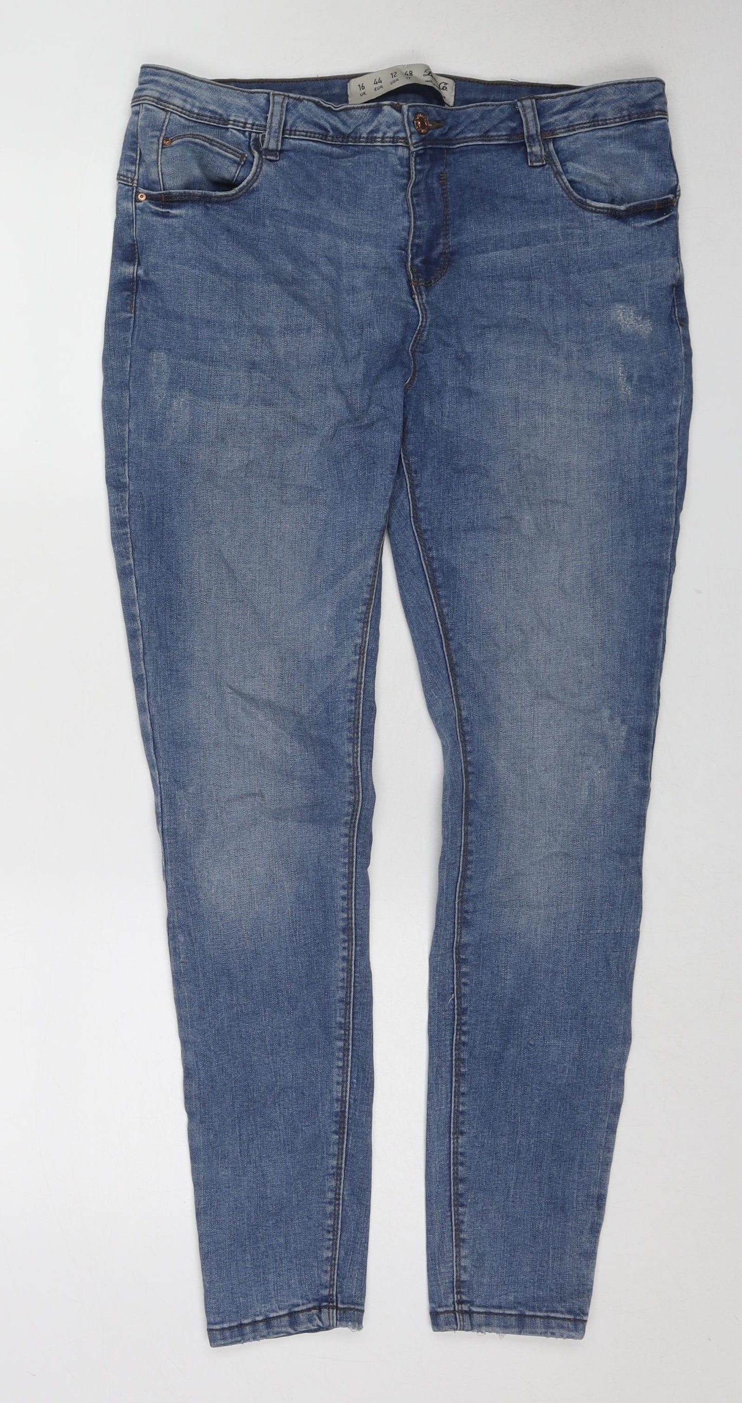 Denim & Co. Womens Blue Cotton Skinny Jeans Size 16 L28 in Regular Zip