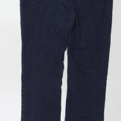 Per Una Womens Blue Cotton Straight Jeans Size 12 L29 in Slim Zip