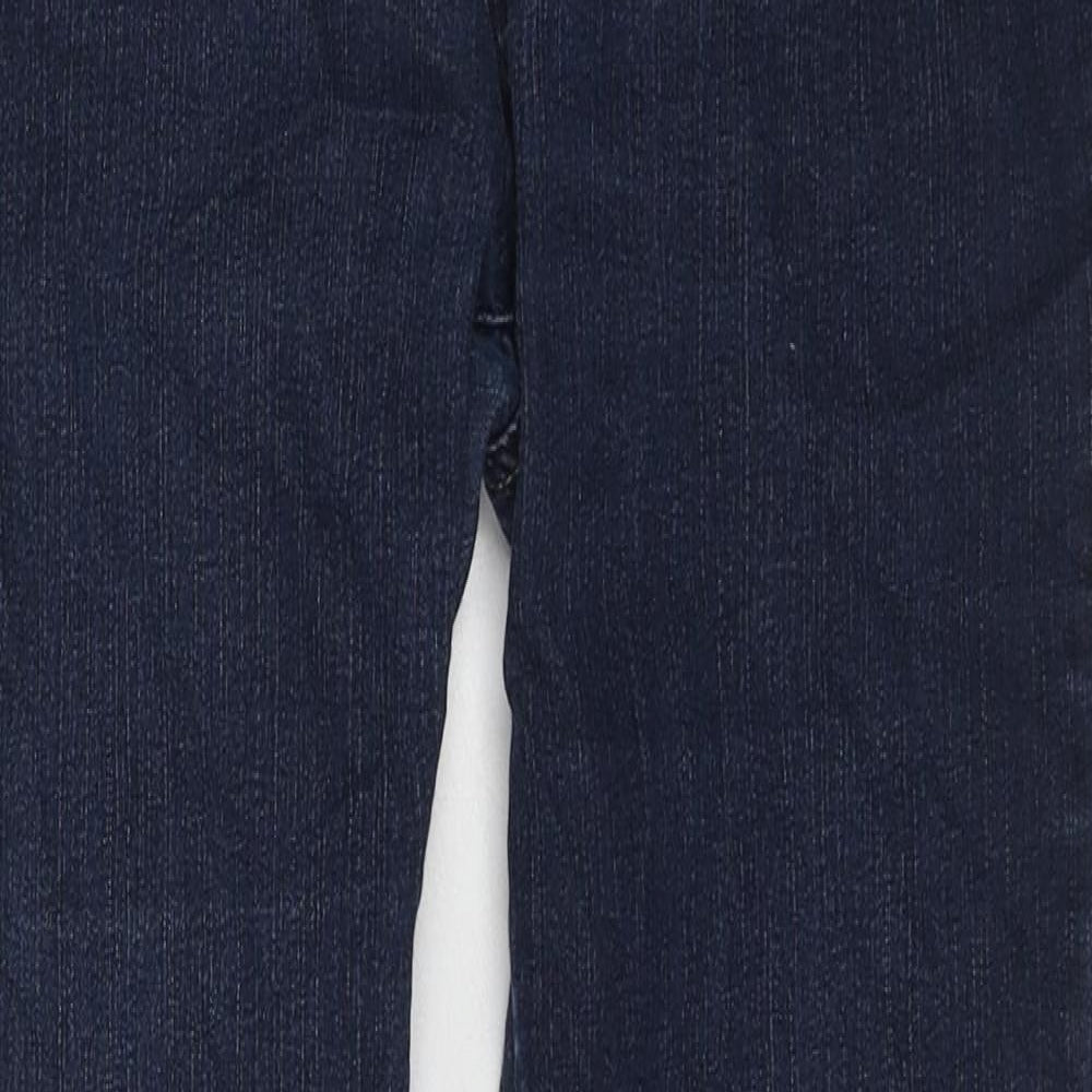 Per Una Womens Blue Cotton Straight Jeans Size 12 L29 in Slim Zip