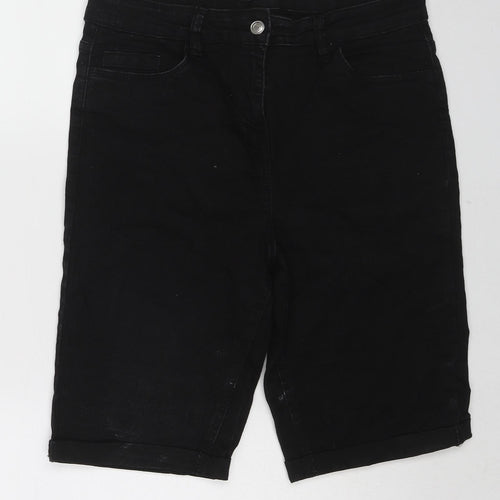 Pep & Co Womens Black Cotton Skimmer Shorts Size 14 L12 in Regular Zip