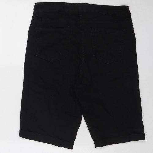 Pep & Co Womens Black Cotton Skimmer Shorts Size 14 L12 in Regular Zip