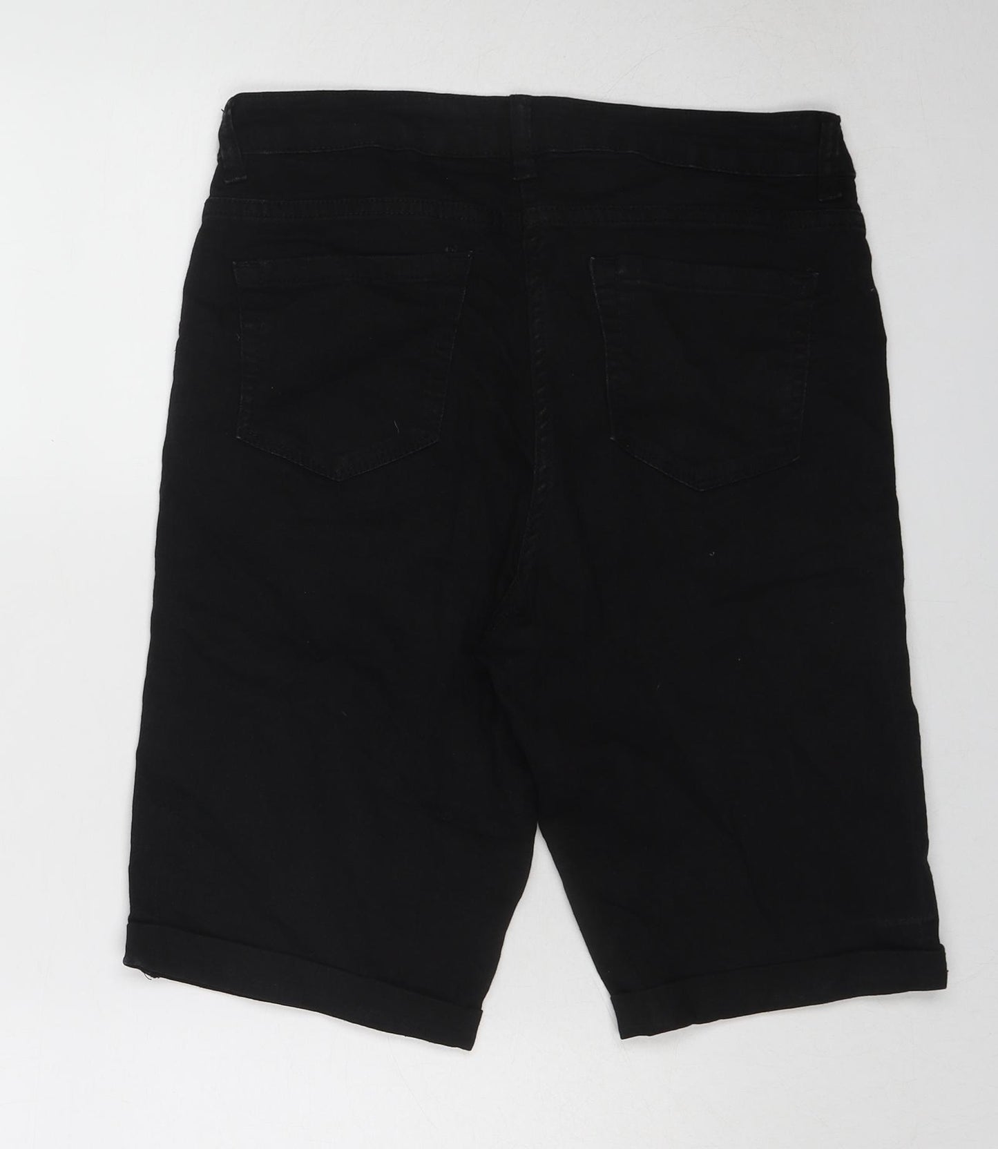 Pep & Co Womens Black Cotton Skimmer Shorts Size 14 L12 in Regular Zip