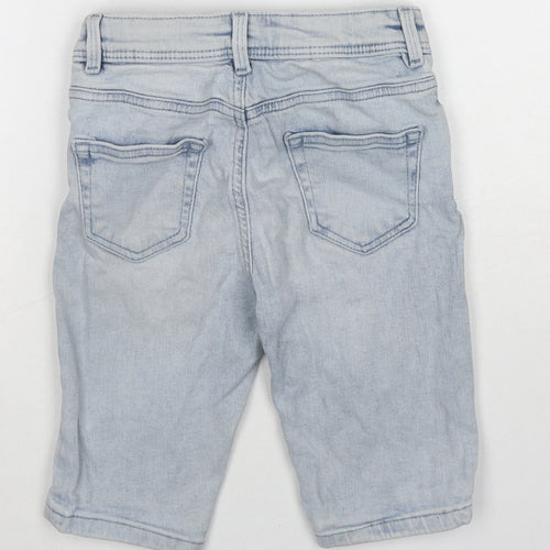 Denim & Co. Boys Blue Cotton Bermuda Shorts Size 7-8 Years Regular Zip - Distressed