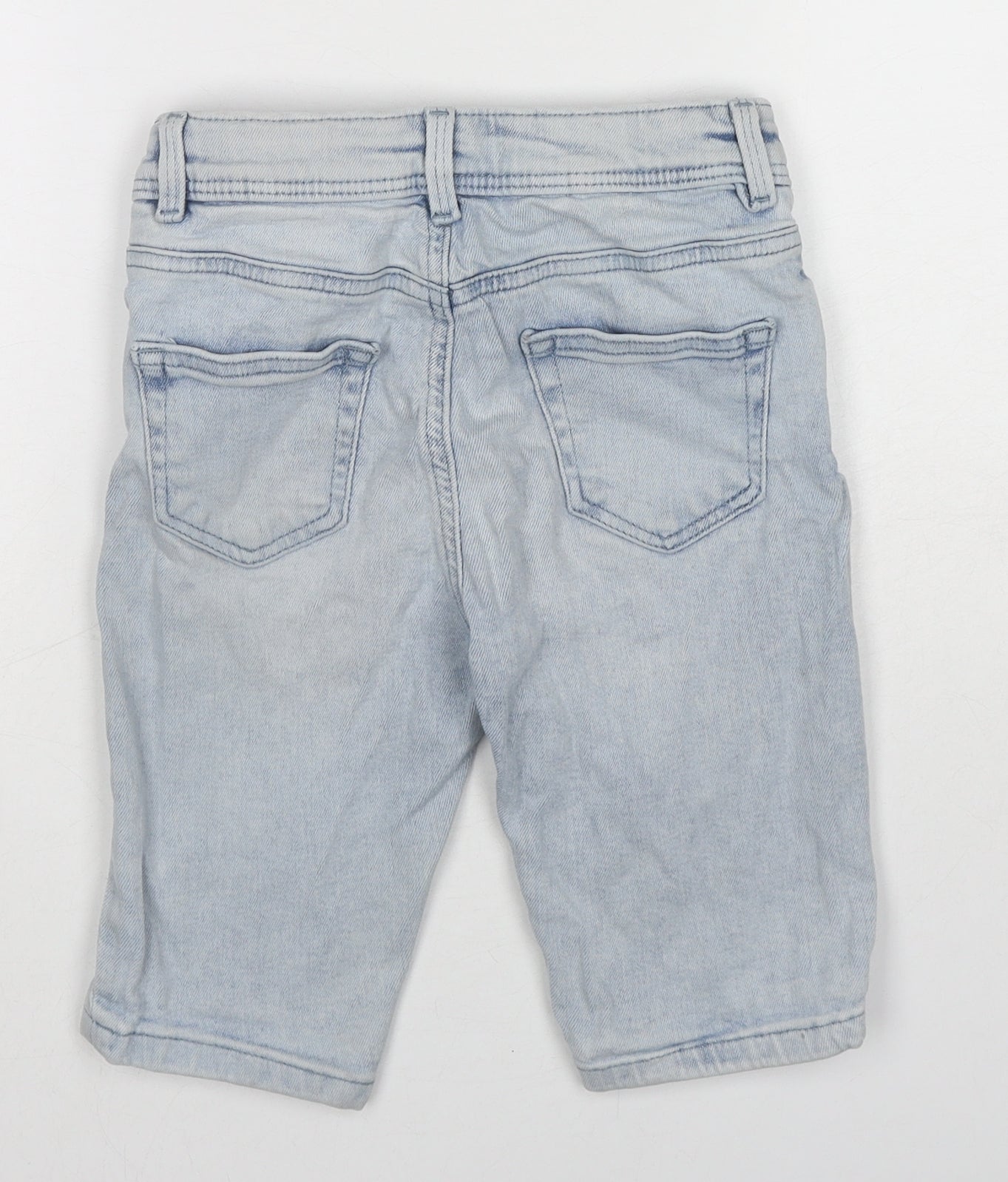 Denim & Co. Boys Blue Cotton Bermuda Shorts Size 7-8 Years Regular Zip - Distressed