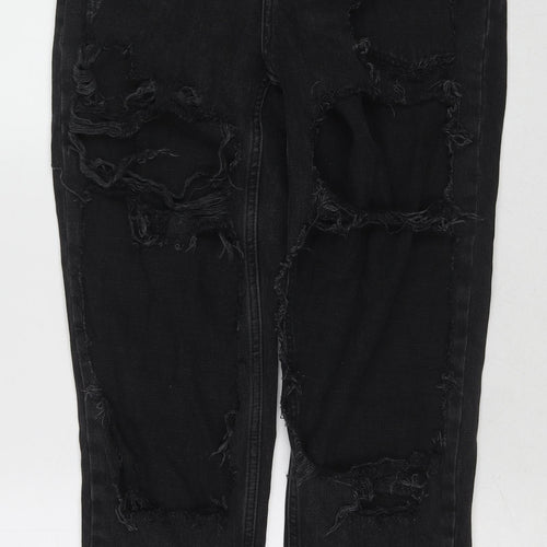 Topshop Womens Black Cotton Tapered Jeans Size 28 in L30 in Regular Zip