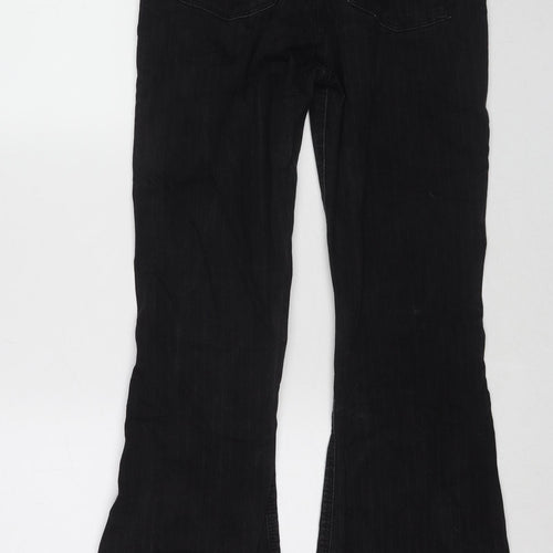 Topshop Womens Black Cotton Flared Jeans Size 32 in L32 in Regular Zip