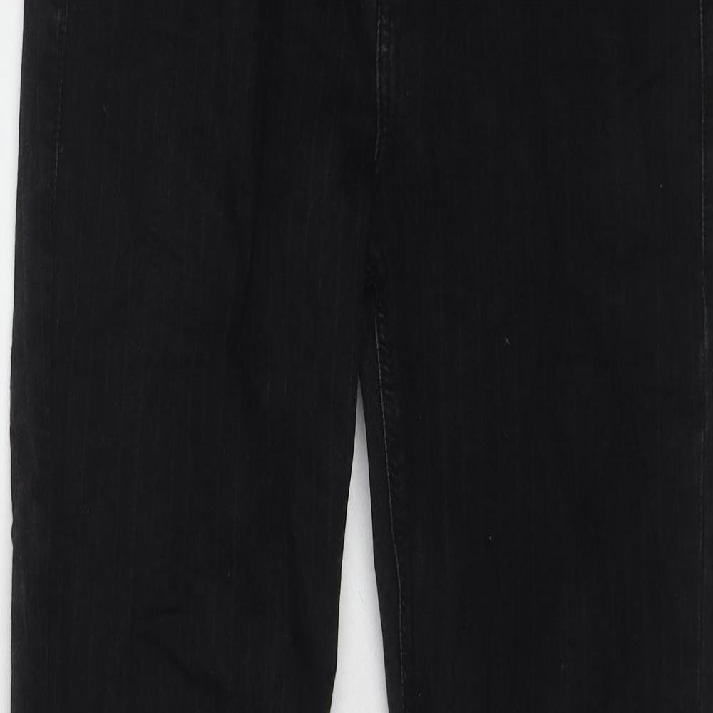 Topshop Womens Black Cotton Flared Jeans Size 32 in L32 in Regular Zip