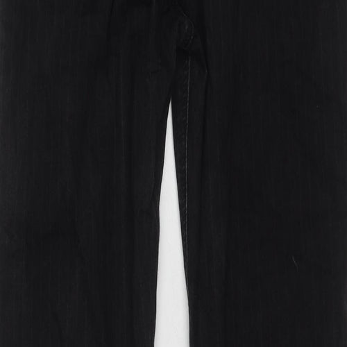 Topshop Womens Black Cotton Flared Jeans Size 32 in L32 in Regular Zip