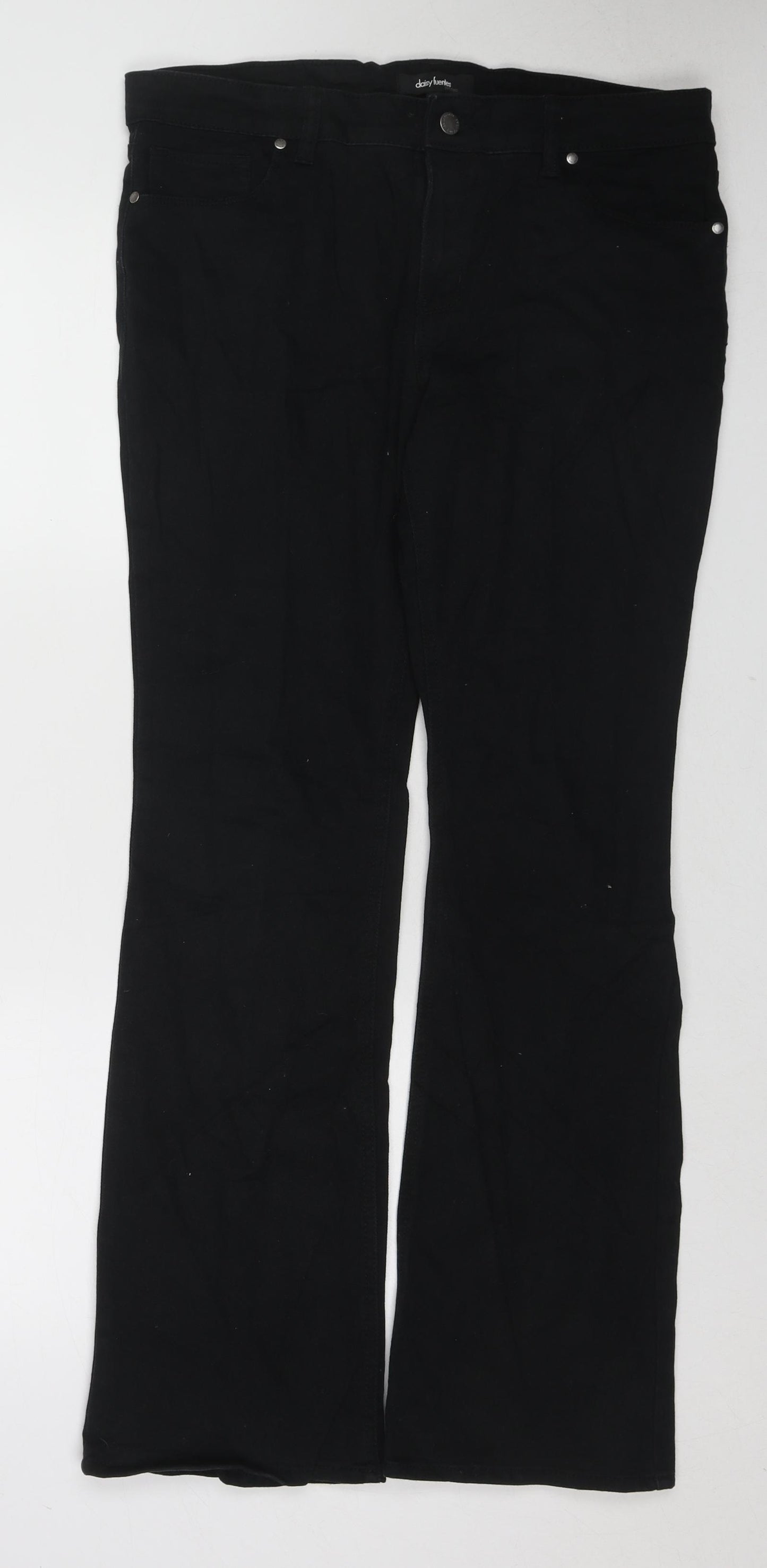 Daisy Fuentes Womens Black Cotton Bootcut Jeans Size 12 L30 in Regular Zip
